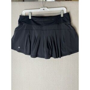 LULULEMON Skort Women's Sz 10 Black Pace Setter Ruffled Athletic Tennis Skirt